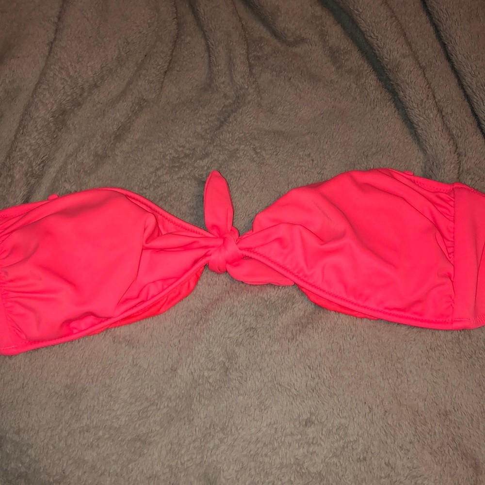 Neon pink strapless swim top
